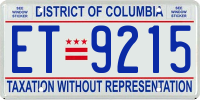 DC license plate ET9215