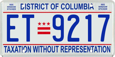 DC license plate ET9217