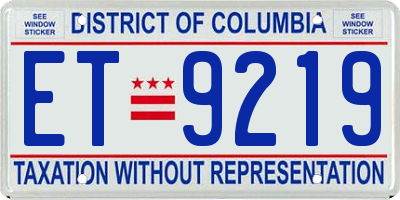 DC license plate ET9219