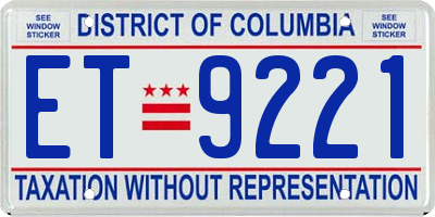 DC license plate ET9221