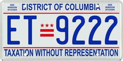 DC license plate ET9222