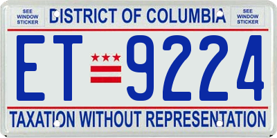 DC license plate ET9224