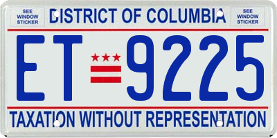 DC license plate ET9225
