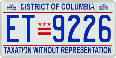 DC license plate ET9226