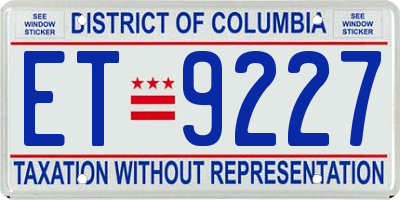 DC license plate ET9227