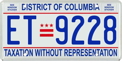 DC license plate ET9228