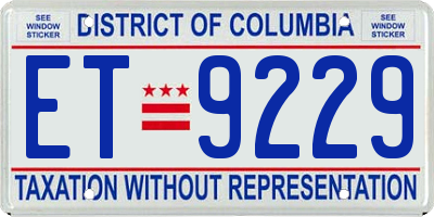 DC license plate ET9229