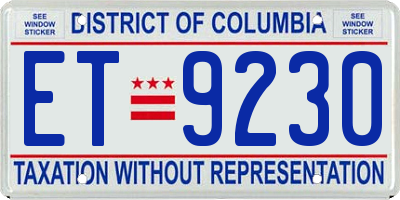 DC license plate ET9230