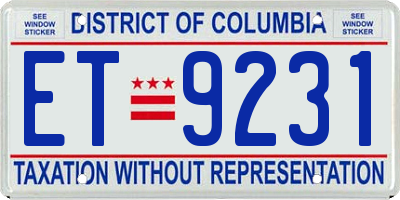 DC license plate ET9231