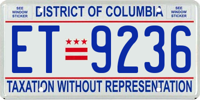 DC license plate ET9236