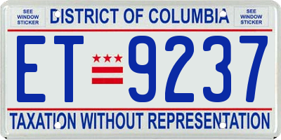 DC license plate ET9237