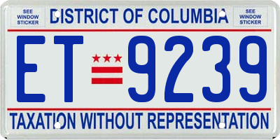DC license plate ET9239
