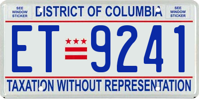 DC license plate ET9241