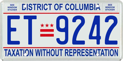 DC license plate ET9242