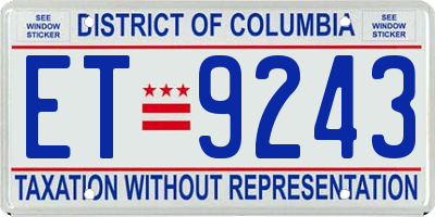 DC license plate ET9243
