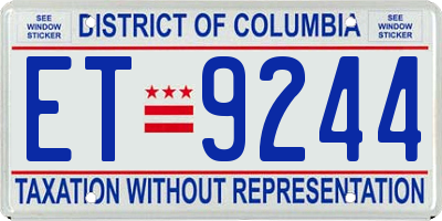 DC license plate ET9244
