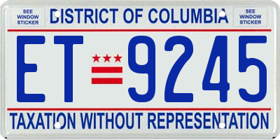DC license plate ET9245