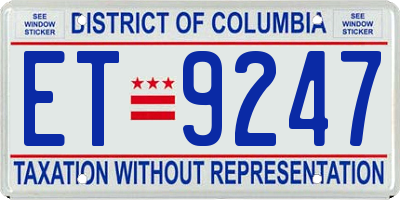 DC license plate ET9247
