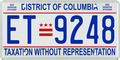 DC license plate ET9248