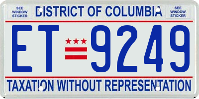 DC license plate ET9249
