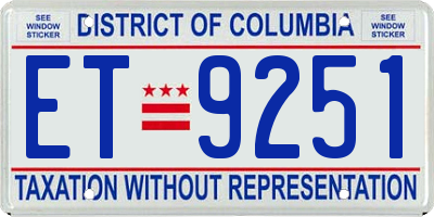 DC license plate ET9251