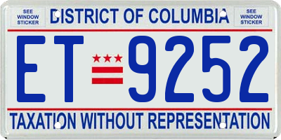 DC license plate ET9252