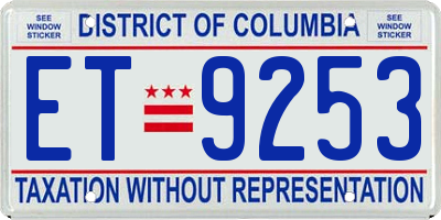 DC license plate ET9253