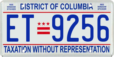 DC license plate ET9256