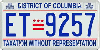 DC license plate ET9257