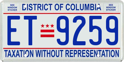 DC license plate ET9259