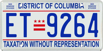 DC license plate ET9264