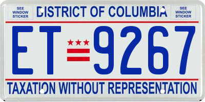 DC license plate ET9267
