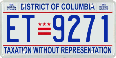 DC license plate ET9271
