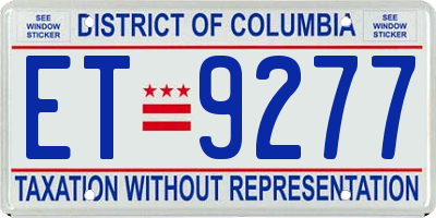 DC license plate ET9277