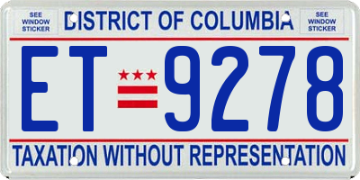 DC license plate ET9278