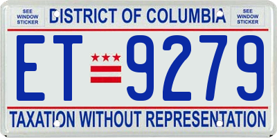 DC license plate ET9279