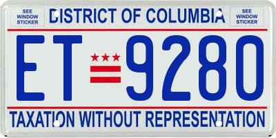 DC license plate ET9280