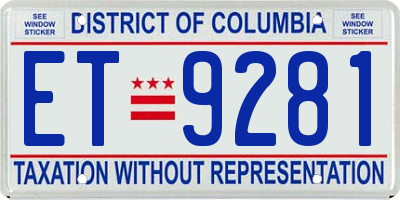 DC license plate ET9281