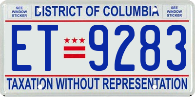 DC license plate ET9283