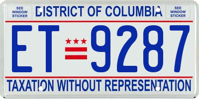 DC license plate ET9287