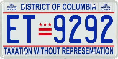 DC license plate ET9292