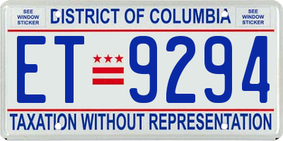 DC license plate ET9294