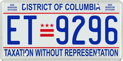 DC license plate ET9296