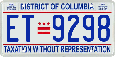 DC license plate ET9298