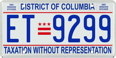 DC license plate ET9299