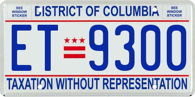 DC license plate ET9300