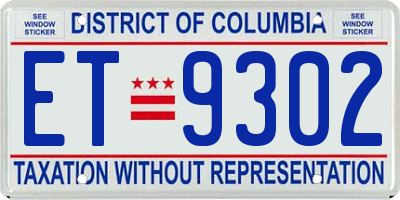 DC license plate ET9302
