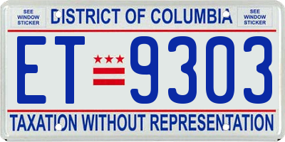 DC license plate ET9303
