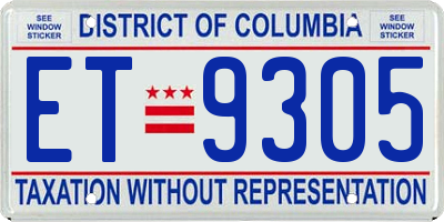 DC license plate ET9305