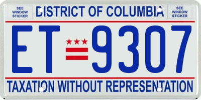 DC license plate ET9307